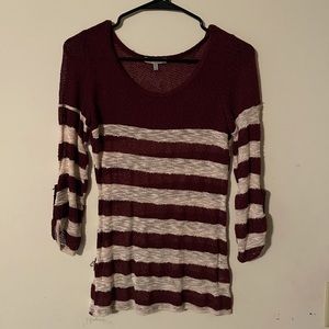 3/4 length striped knitted shirt